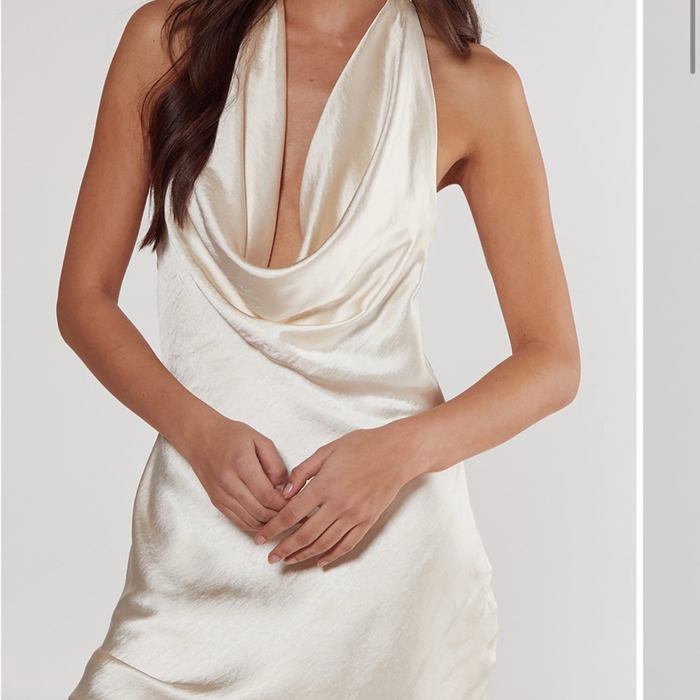 Cream Halter Mini Dress